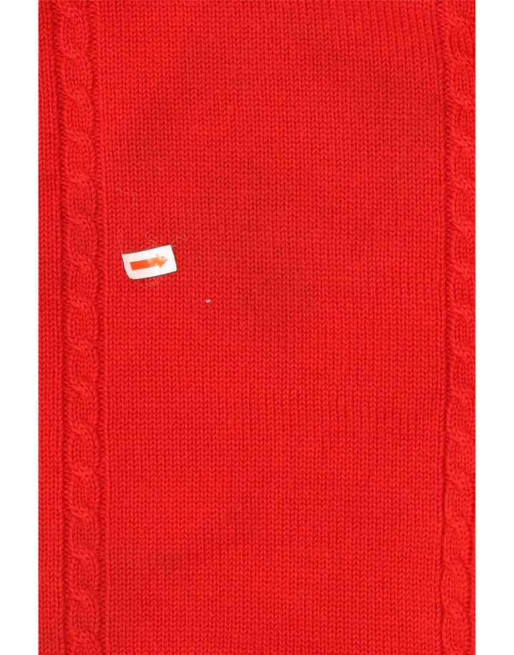 Vintage męski sweter z okrągłym dekoltem XL, czerwona wełna