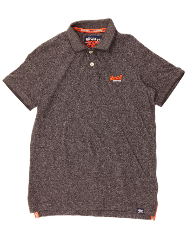 Męska koszulka polo Superdry, mała, szara, bawełniana w plamki