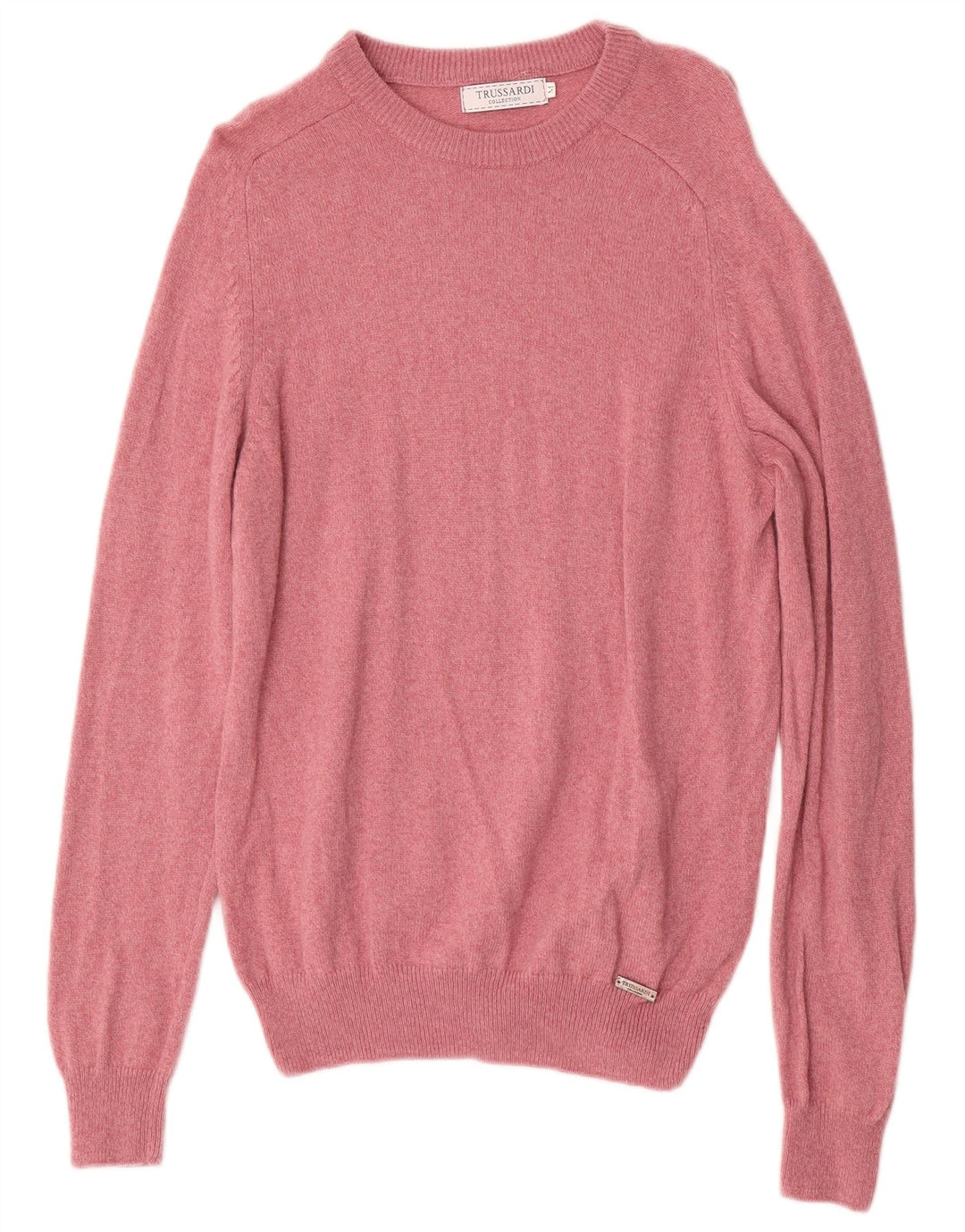 Męski sweter z okrągłym dekoltem Trussardi, średnioróżowa wełna