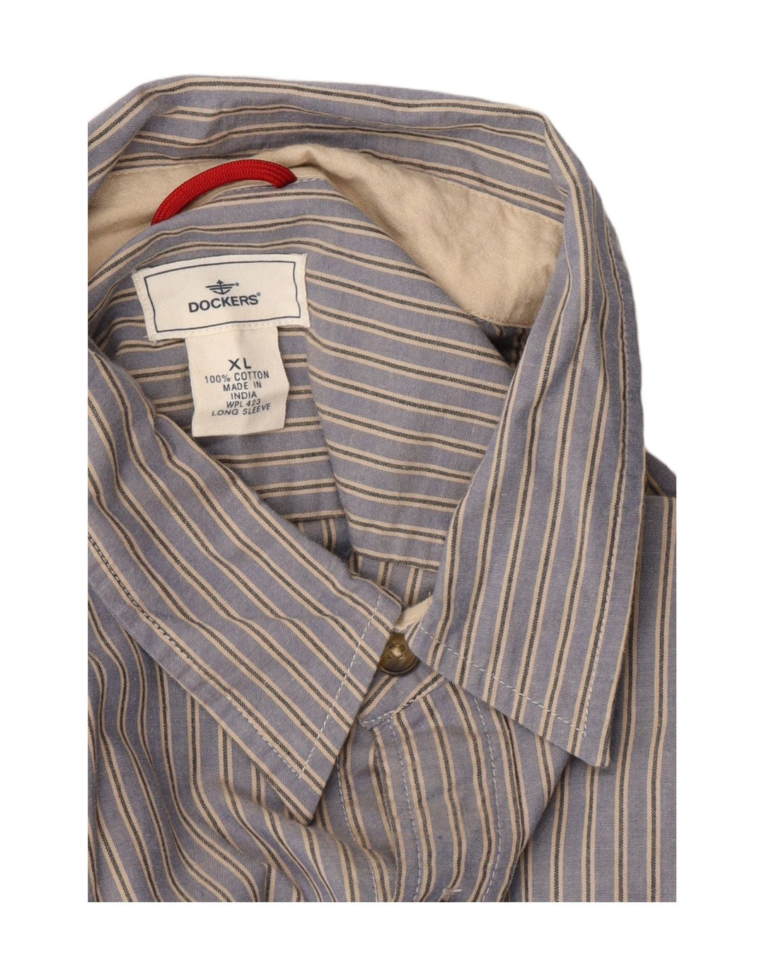 DOCKERS Mens Shirt XL Blue Striped Cotton Vintage Dockers and Second-Hand Dockers from Messina Hembry 