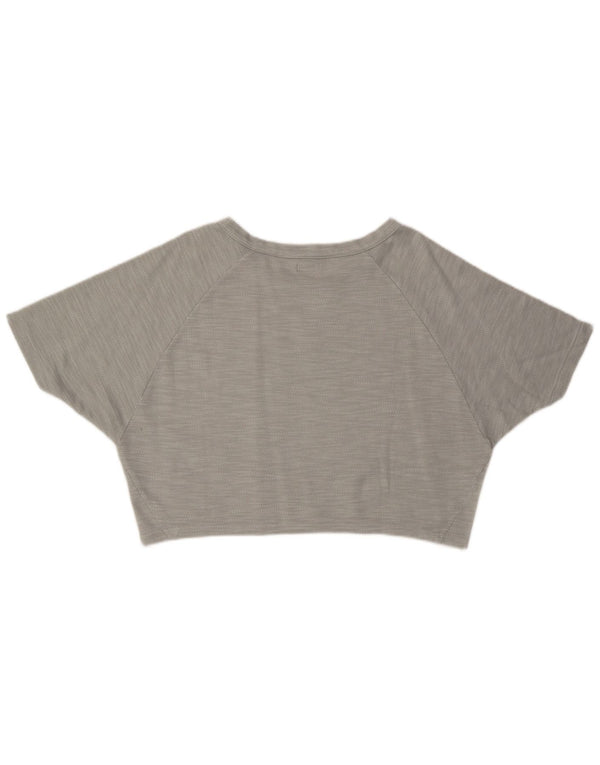 Emporio Armani Womens Crop Oversized T-Shirt Top UK 10 Small Grey