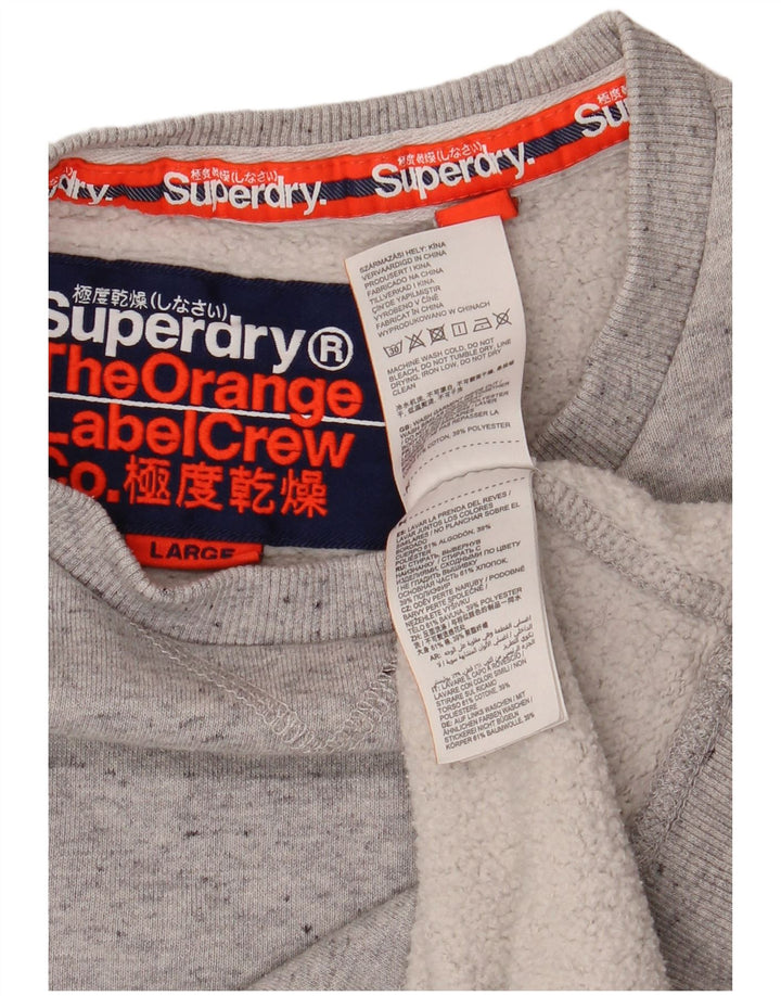 Damska bluza SUPERDRY UK 16, duża, szara, nakrapiana bawełna