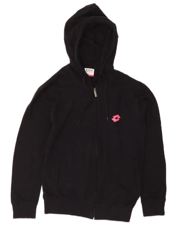 Damski sweter z kapturem i zamkiem Lotto UK 10, mały, czarny, bawełniany