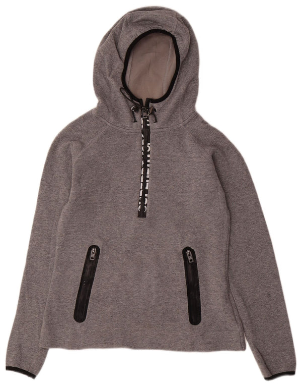 SUPERDRY Damski sweter z kapturem i zamkiem błyskawicznym UK 10 Small Grey