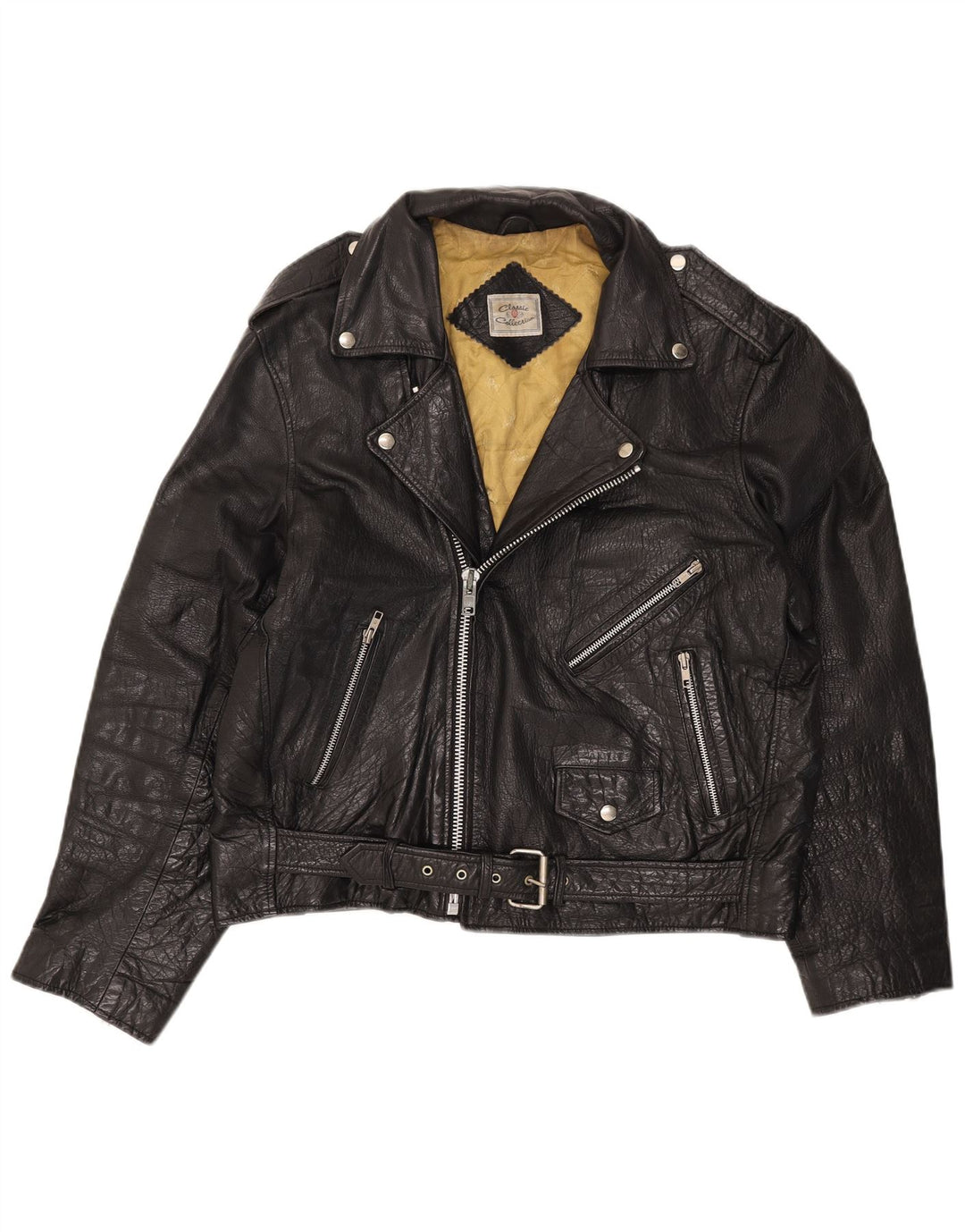 CLASSIC Męska skórzana kurtka motocyklowa UK 42 XL czarna