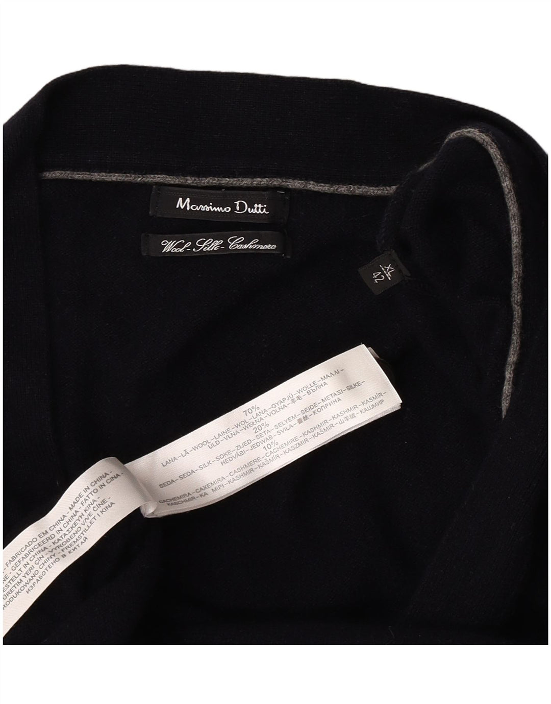 Męski sweter rozpinany Massimo Dutti XL granatowo-wełniany