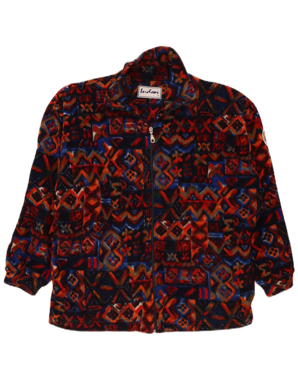 Męska kurtka polarowa o luźnym kroju w stylu vintage UK 36, mała, wielokolorowa, geometryczna