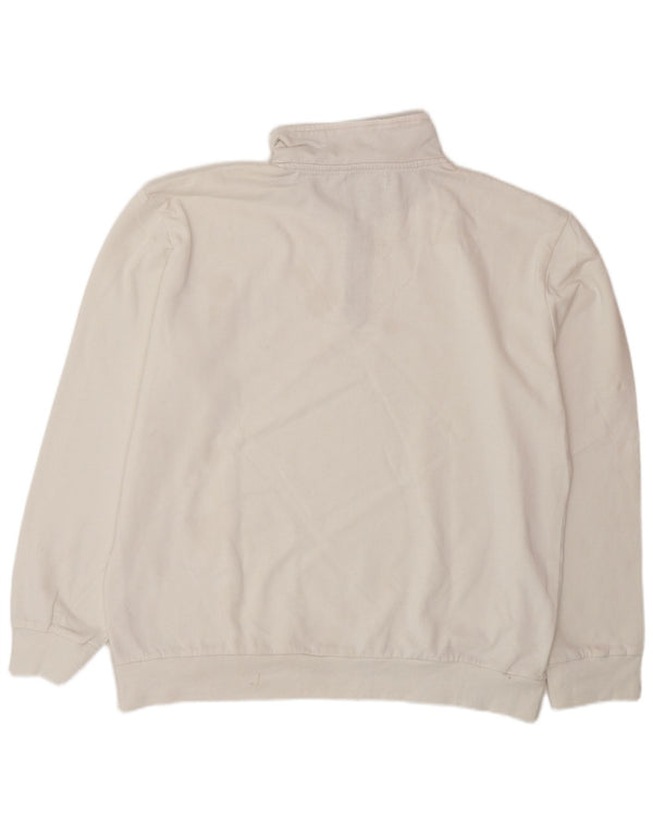 ATLAS FOR MEN Męski graficzny sweter z zamkiem błyskawicznym, duży, biały, bawełniany