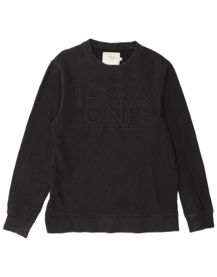 Męski sweter z grafiką Jack & Jones, średniej wielkości, czarny, bawełniany