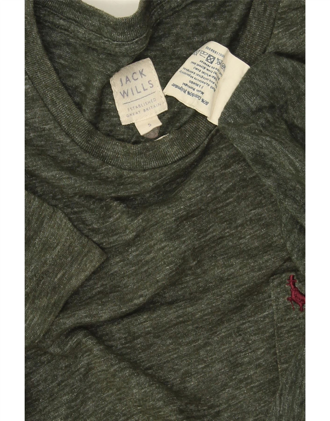 JACK WILLS Męski T-shirt Top, mały, bawełniany w kolorze khaki