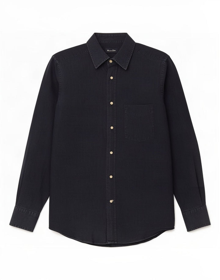Koszula męska Massimo Dutti, średnia, granatowa, lniana