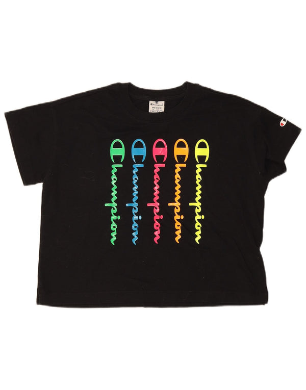 Damska koszulka Champion Crop Graphic Top UK 14 Medium Black