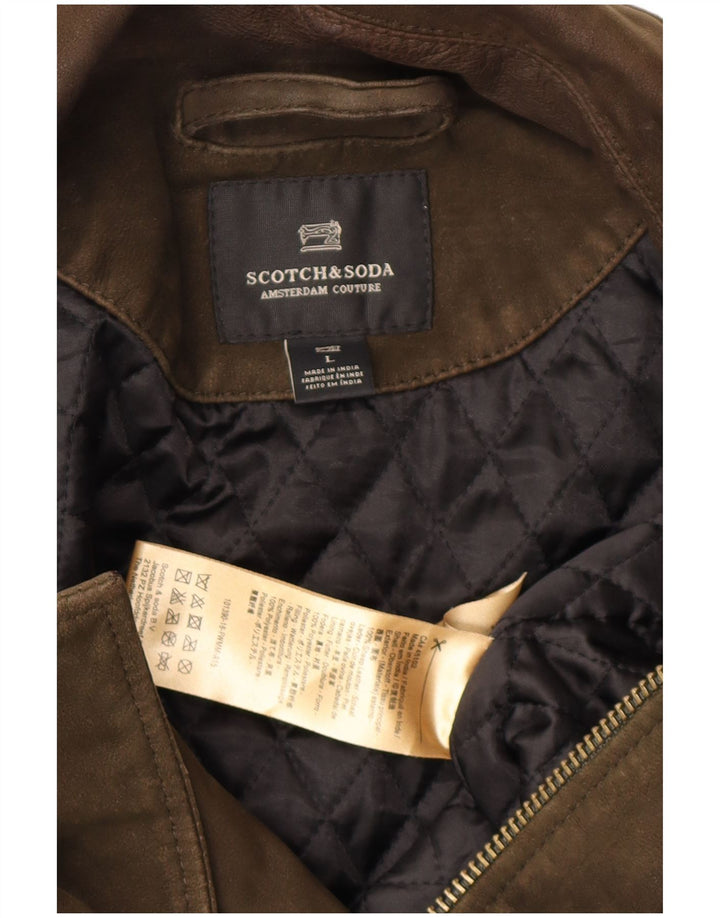Zamszowa kurtka męska Scotch & Soda UK 40, duża, ze skóry khaki