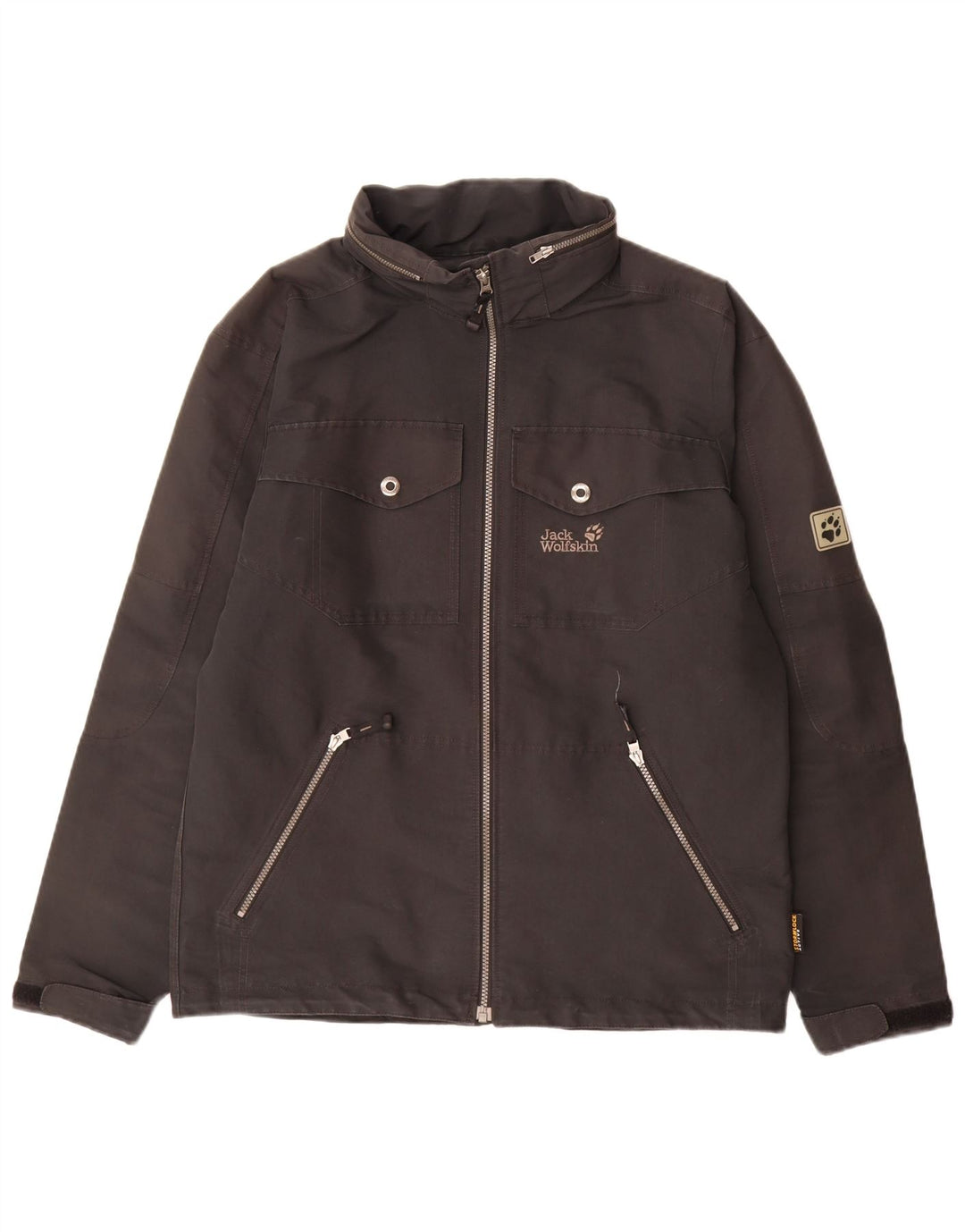 Męska kurtka przeciwdeszczowa Jack Wolfskin z kapturem UK 36/38 Średni czarny poliester
