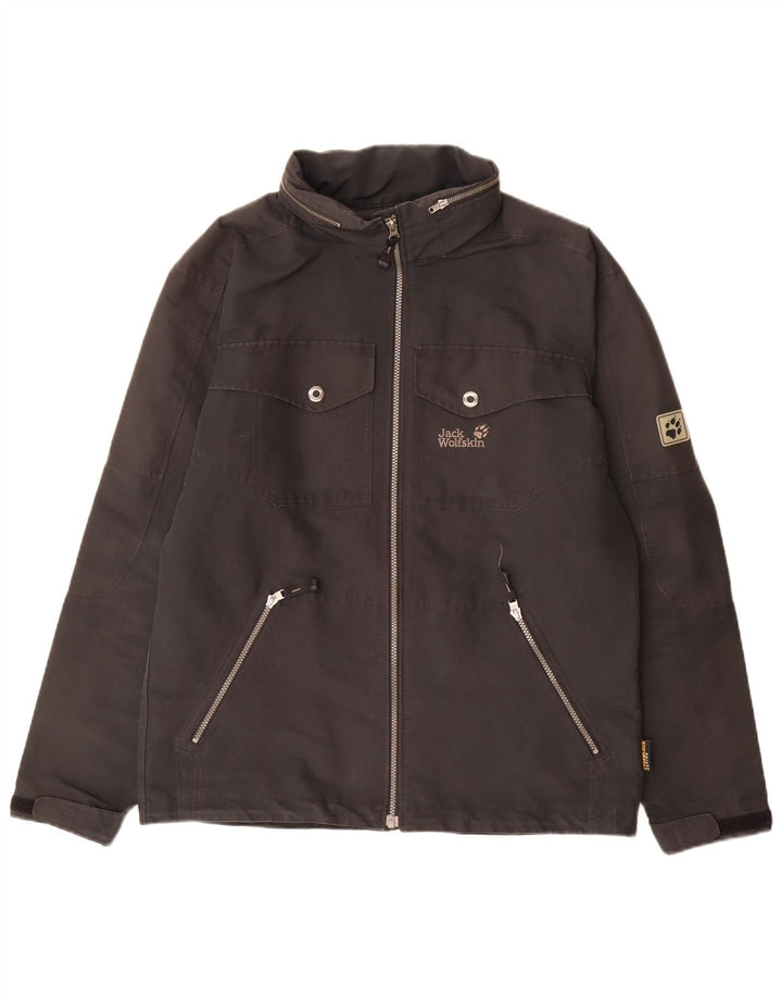 Męska kurtka przeciwdeszczowa Jack Wolfskin z kapturem UK 36/38 Średni czarny poliester