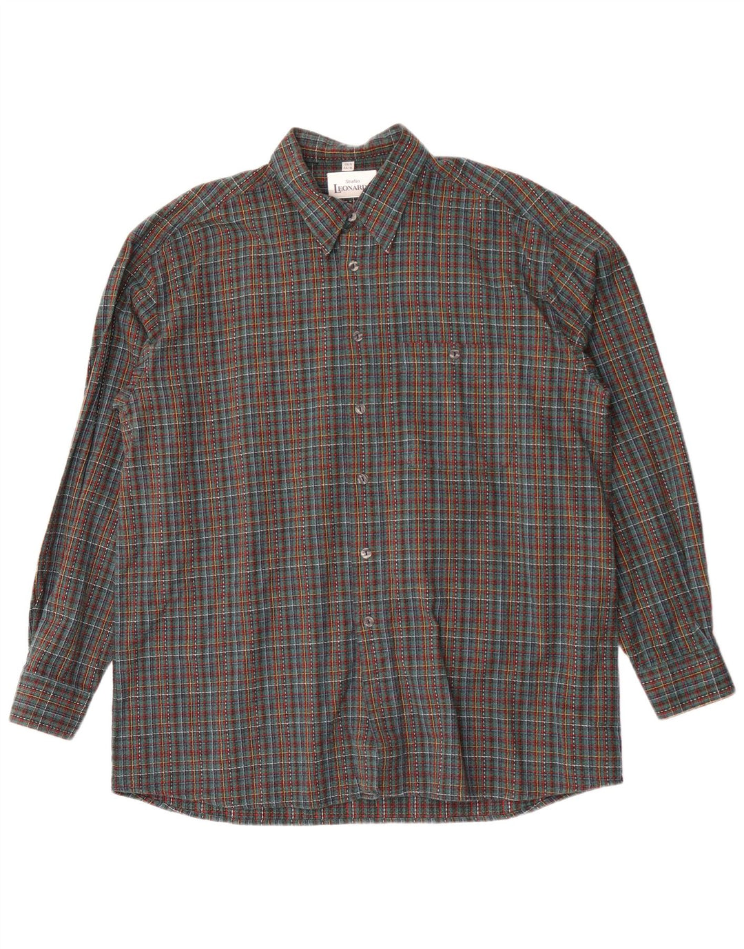 Męska koszula flanelowa Leonardo rozmiar 44 XL w zieloną kratkę