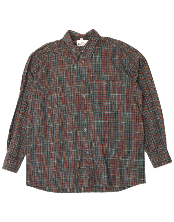 Męska koszula flanelowa Leonardo rozmiar 44 XL w zieloną kratkę