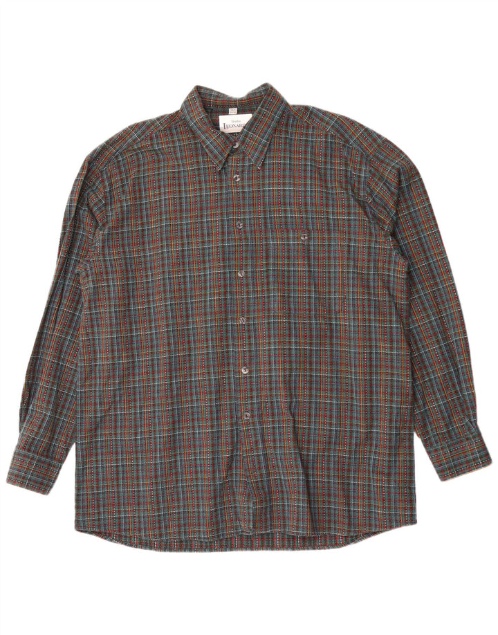 Męska koszula flanelowa Leonardo rozmiar 44 XL w zieloną kratkę
