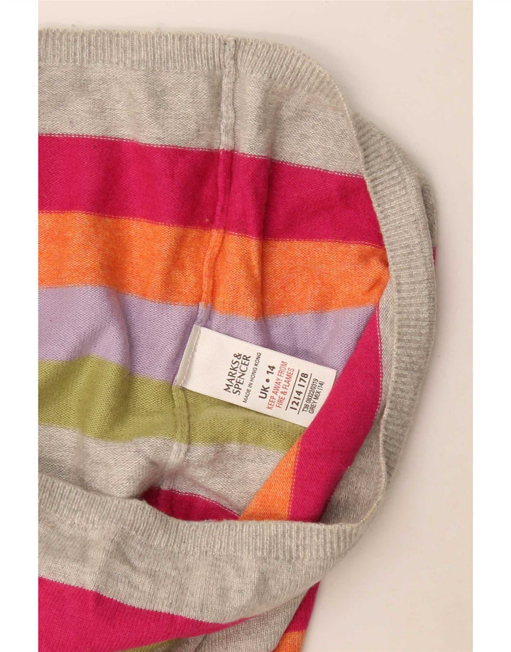 Marks & Spencer Damski sweter z dekoltem w kształcie litery V, UK 14, duży, wielokolorowy
