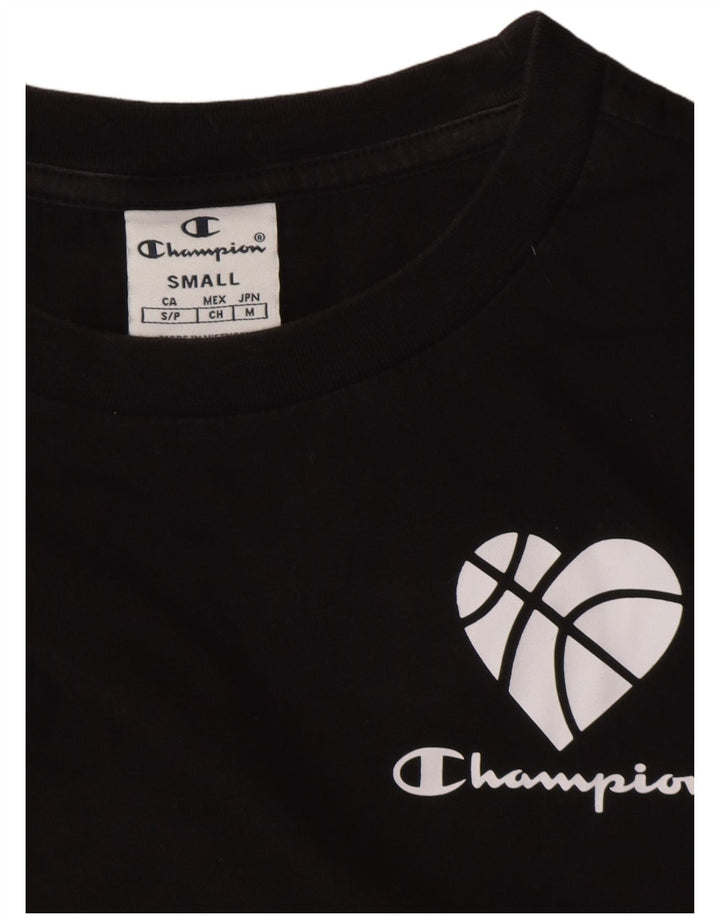 Damska koszulka CHAMPION Crop Oversize z grafiką Top UK 10 Small Black