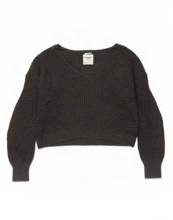 Sweter damski Abercrombie & Fitch z dekoltem w kształcie litery V, UK 10, mały, szary