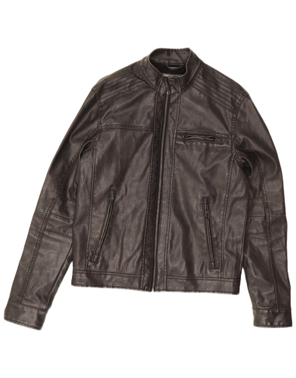 Vintage męska kurtka skórzana UK 38 średniej czarnej skóry