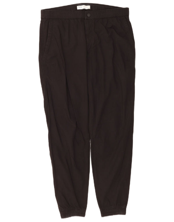 Zara Mens Joggers Chino Trousers Large W32 L26 Black Cotton