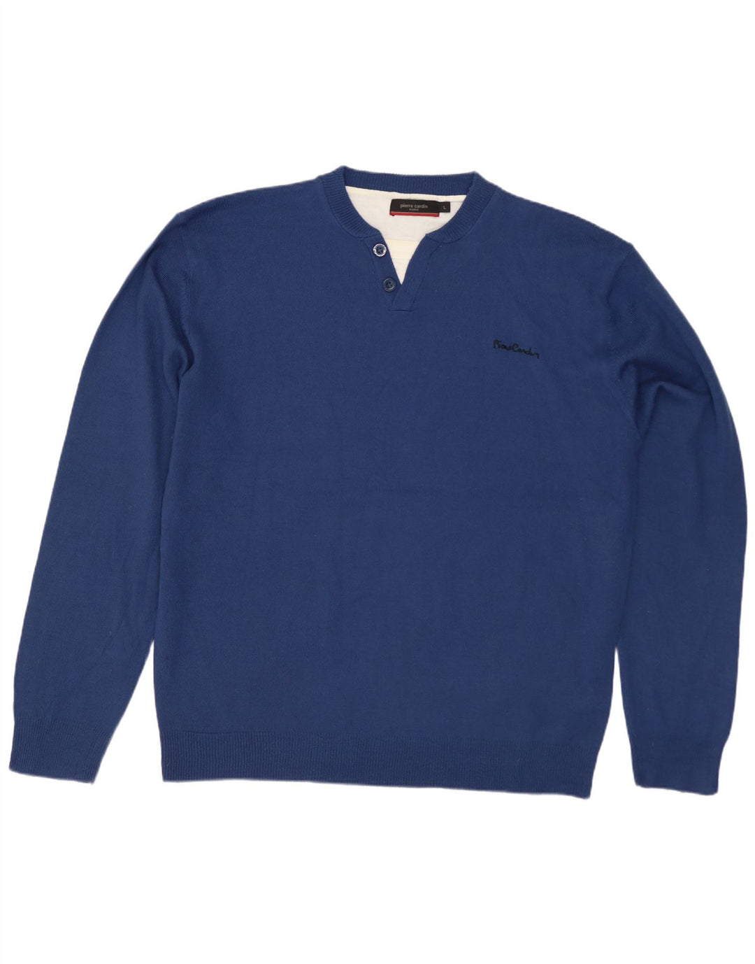 Męski sweter Pierre Cardin zapinany na guziki, duży niebieski akryl