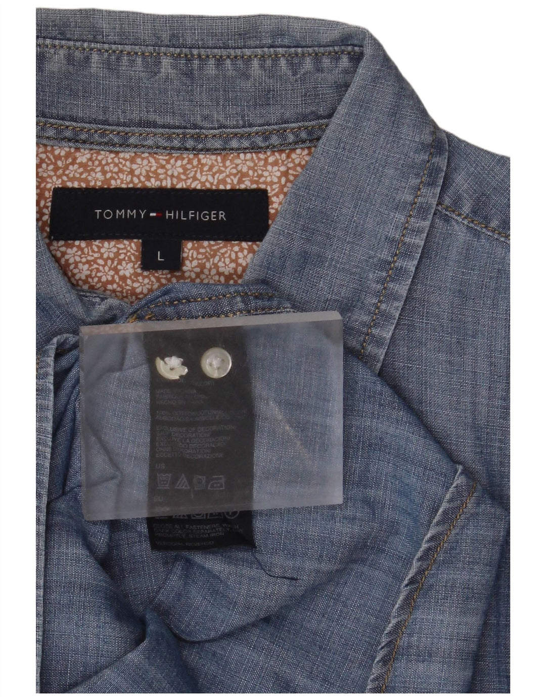 Męska koszula dżinsowa Tommy Hilfiger, duża, niebieska, bawełniana