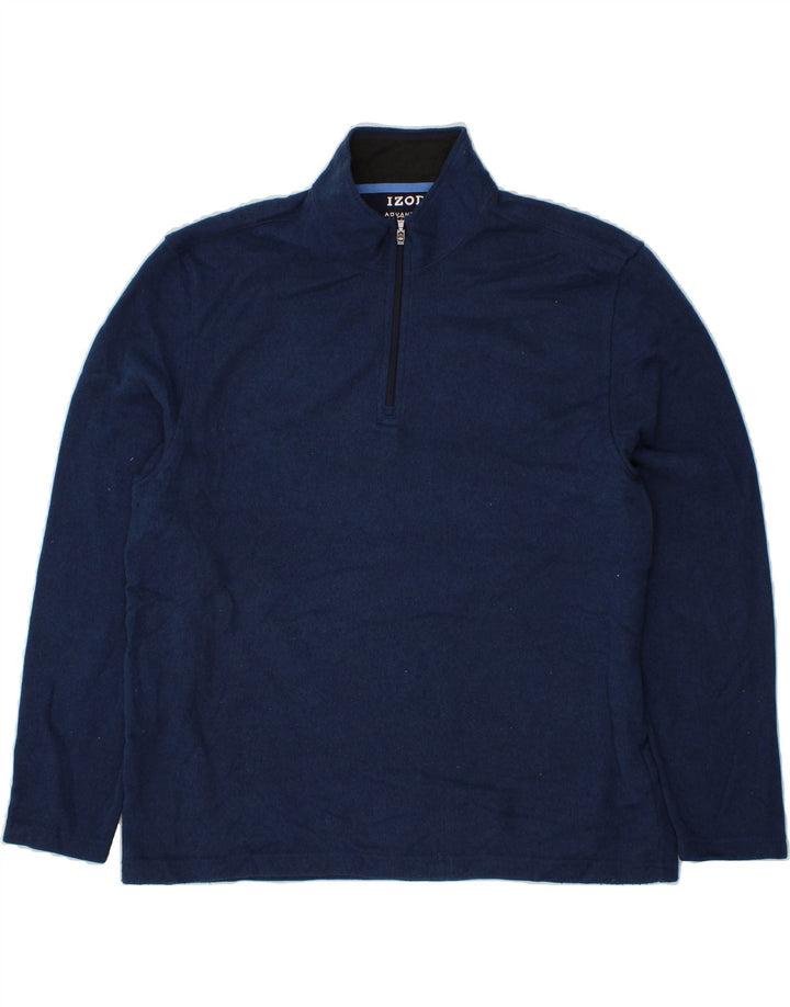 IZOD Mens Zip Neck Sweatshirt Jumper 2XL Navy Blue Polyester Vintage Izod and Second-Hand Izod from Messina Hembry 