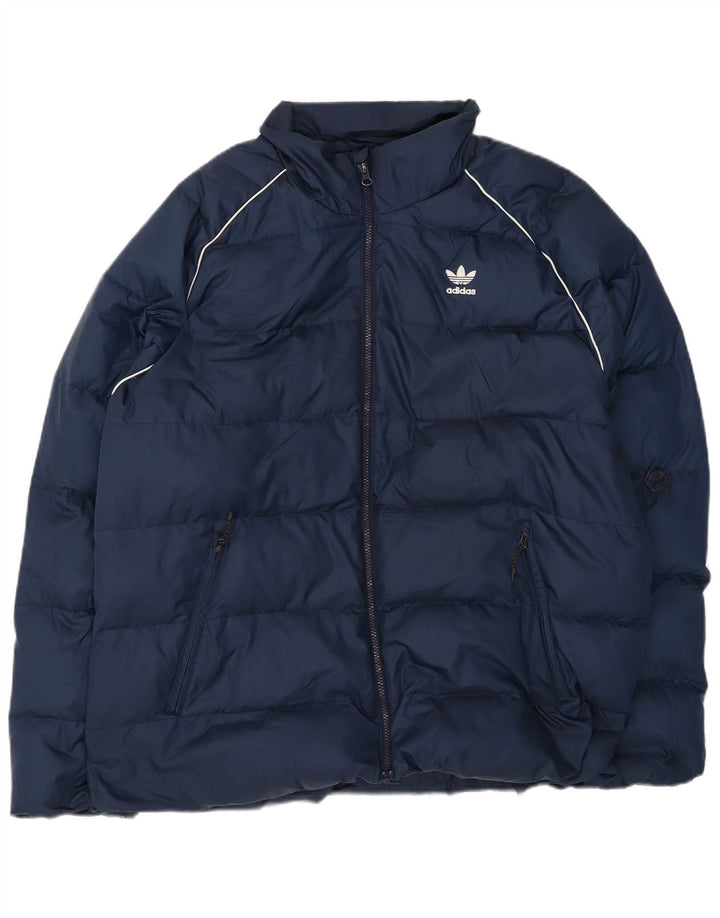 Męska ocieplana kurtka Adidas UK 42 XL granatowa, poliestrowa