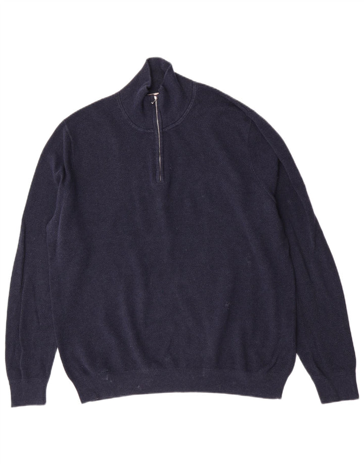 Męski sweter z zamkiem błyskawicznym John Lewis, duży, granatowy, bawełniany