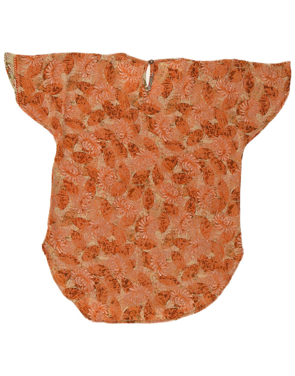 LAS MAREADAS Damska bluzka oversize Top UK 10 Small Orange Floral Jedwab