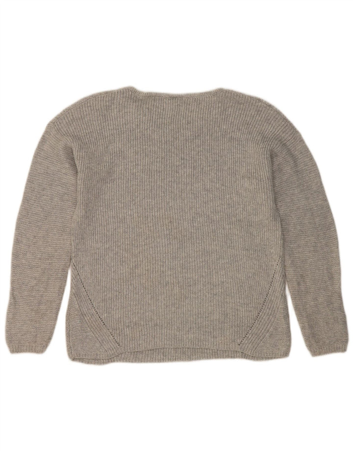 Marks & Spencer Damski sweter z dekoltem w łódkę, UK 12, średni srebrny