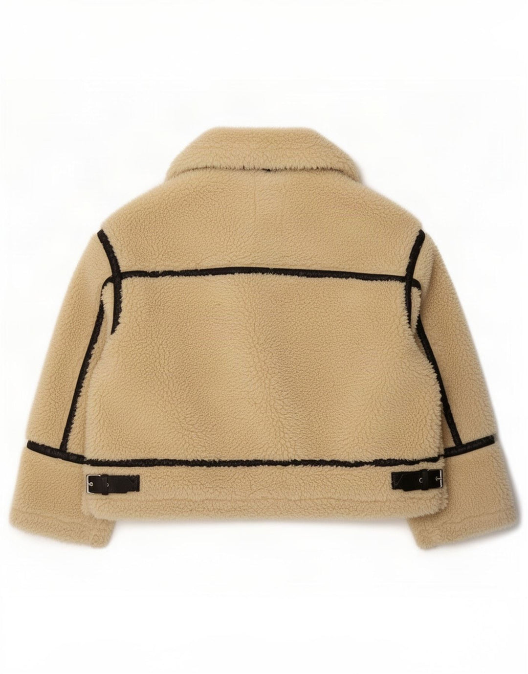 Damska kurtka oversize Sherpa Zara UK 14, duża, beżowa, z blokami kolorów