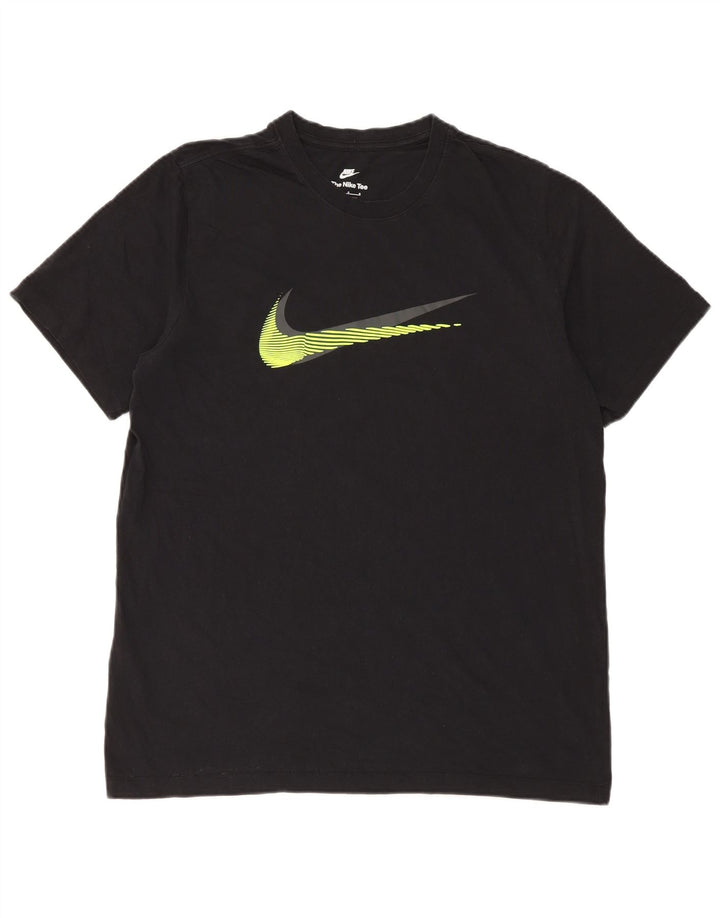 Męski T-shirt z grafiką NIKE, duży, czarny, bawełniany
