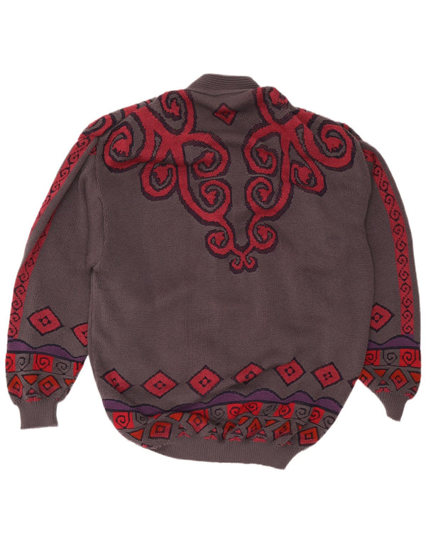 Sweter damski Oskar Haug Oversize Cardigan UK 16, duży, szary, geometryczny