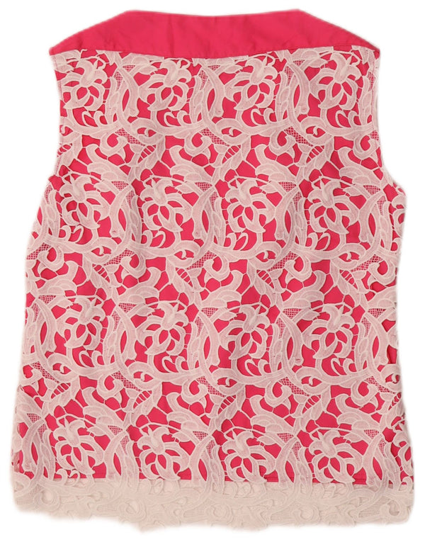 Damska bluzka oversize bez rękawów NARACAMICIE UK 16, duże, różowe kwiaty