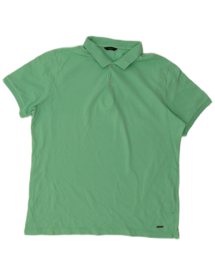 Męska koszulka polo MASSIMO DUTTI, duża, zielona, bawełniana