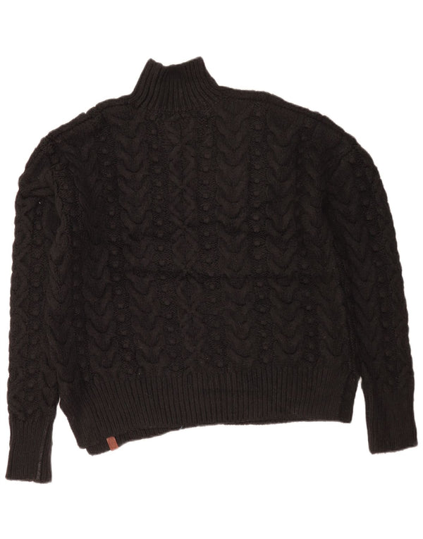 Damski sweter oversize Superdry z golfem UK 10, mały, czarny