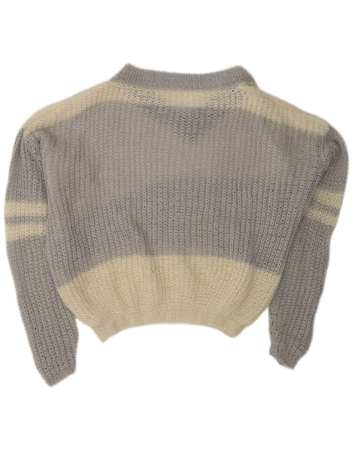 Damski sweter VINTAGE z dekoltem w kształcie litery V, UK 20 2XL, w kolorze złamanej bieli