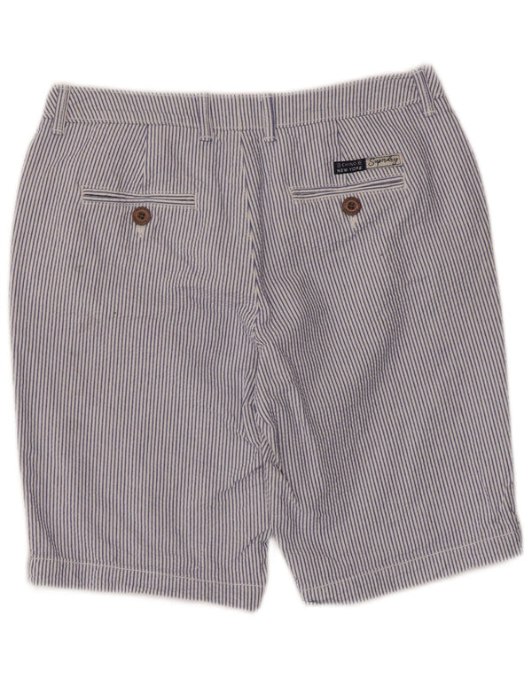 Damskie spodenki Chino Superdry UK 8 Small W30 Niebieskie bawełniane w prążki