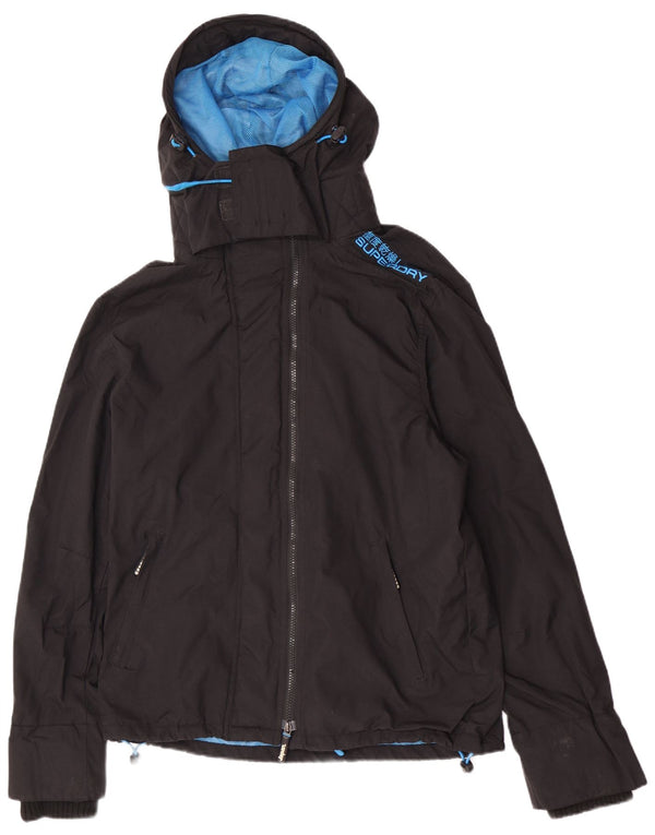 Męska wiatrówka Superdry z kapturem i kapturem UK 40, duża, czarna, z blokami kolorów