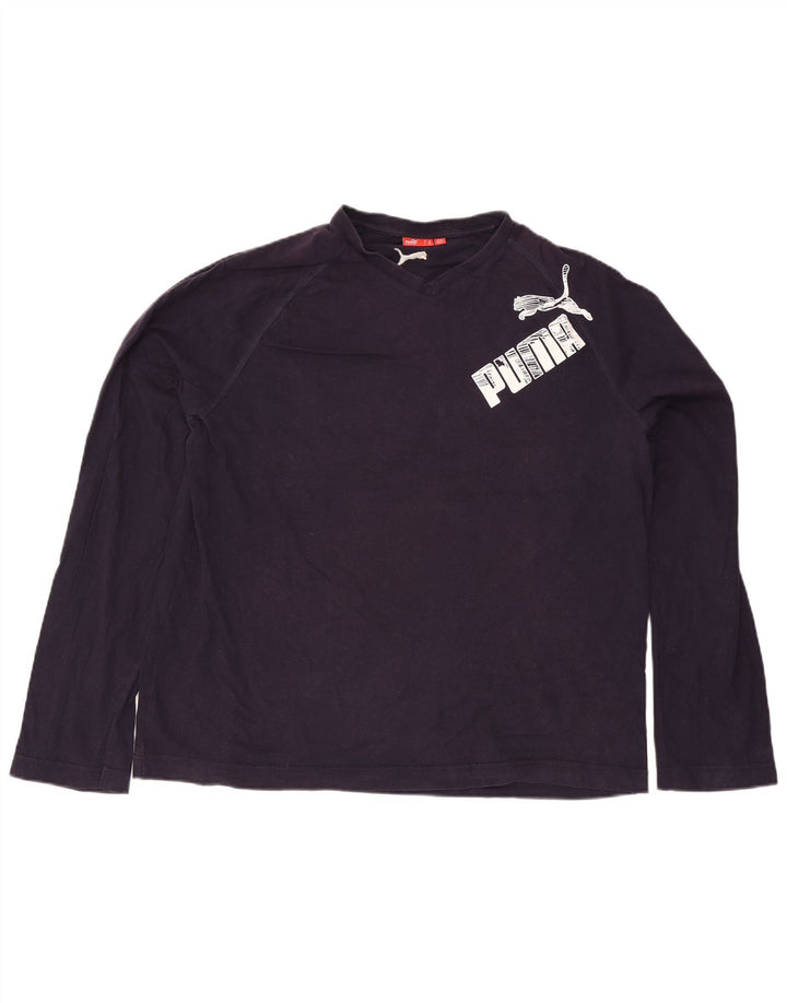 Męski top graficzny Puma z długim rękawem 2XL, granatowy, bawełniany