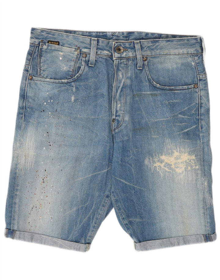 Męskie spodenki jeansowe G-Star W32 Średnioniebieskie plamki bawełniane
