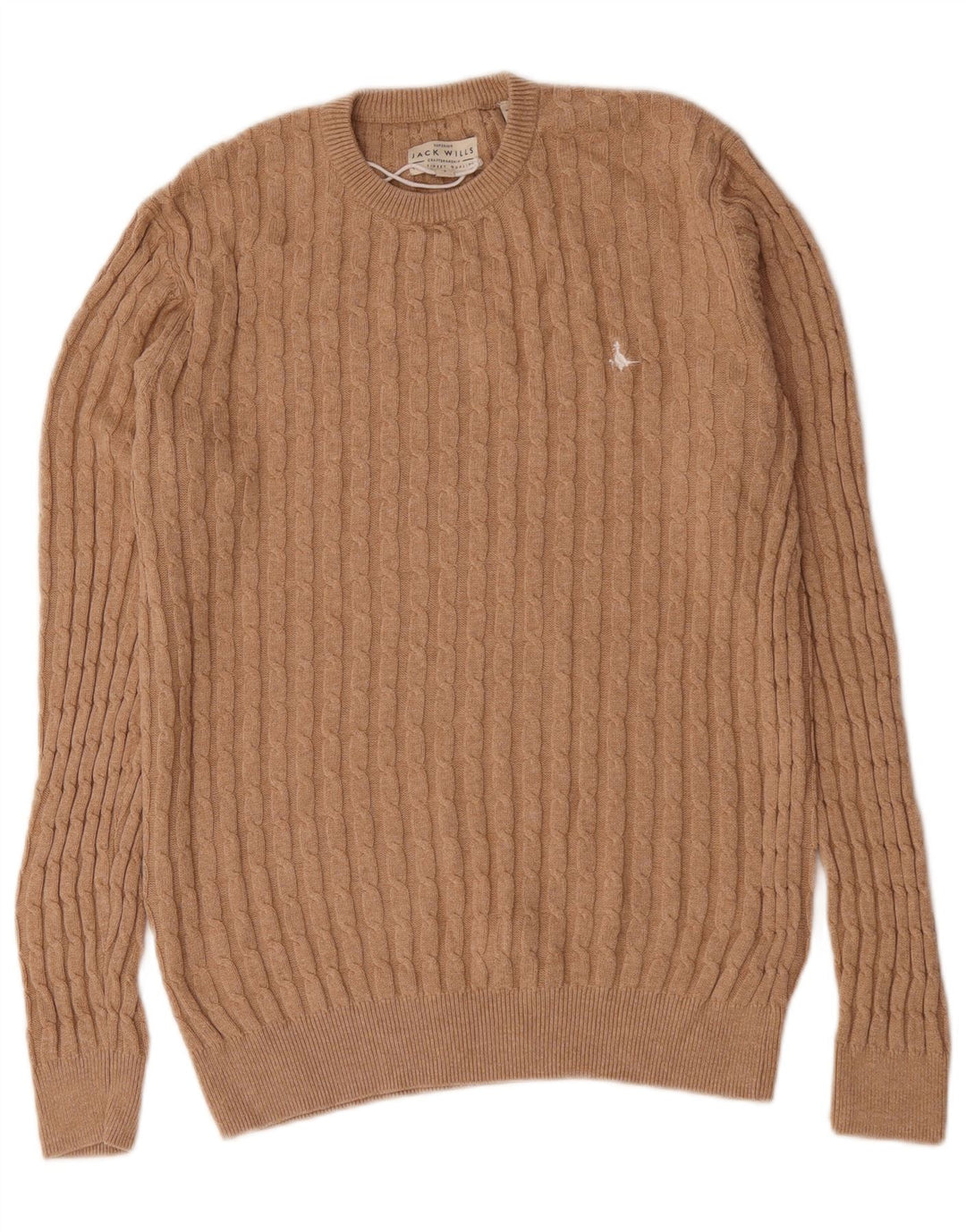 Jack Wills Męski sweter z okrągłym dekoltem, mały, beżowy, bawełniany