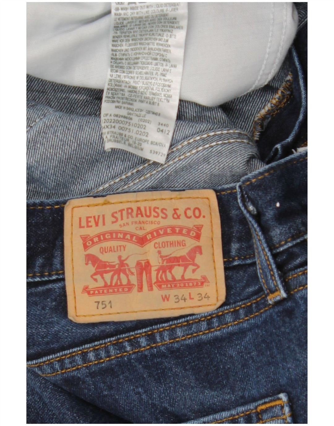Męskie dżinsy Levi's 751 Straight W34 L34 Granatowa bawełna