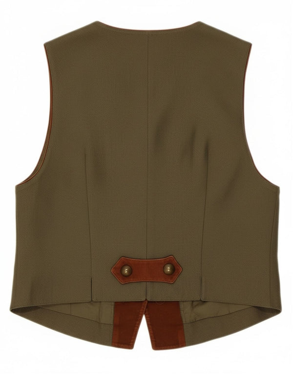 Kamizelka damska C&A UK 14, średnia khaki, lniana w kwiaty