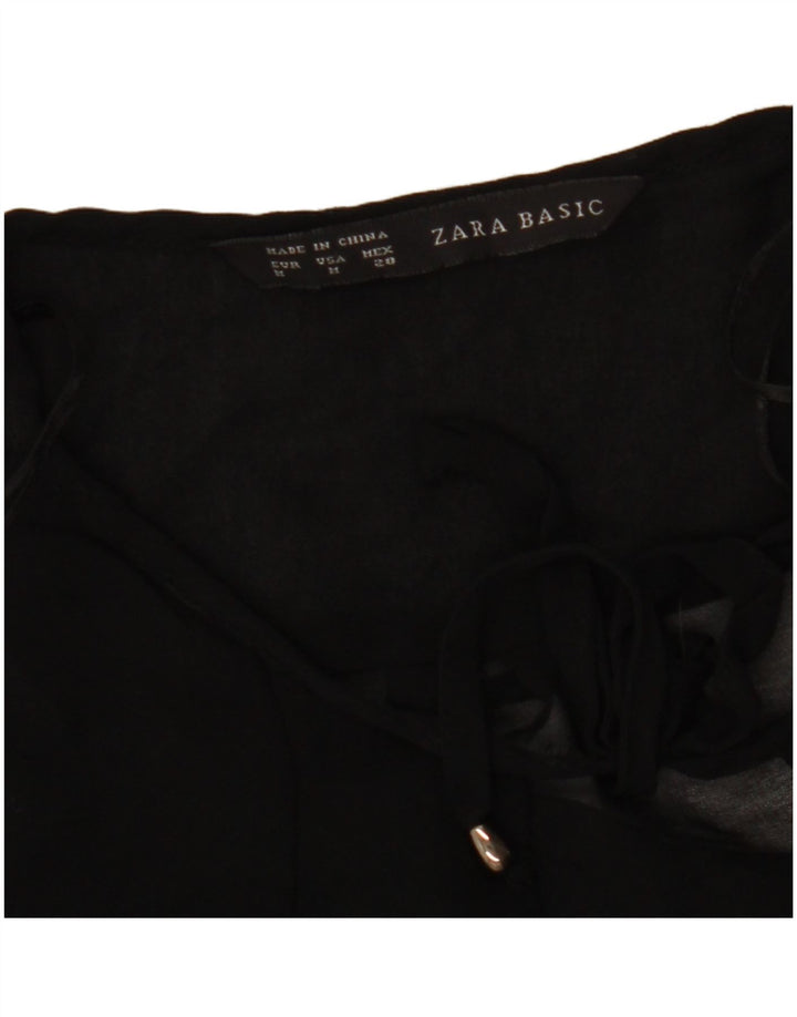 ZARA Womens See Through Long Sleeve Blouse Top UK 14 Medium Black