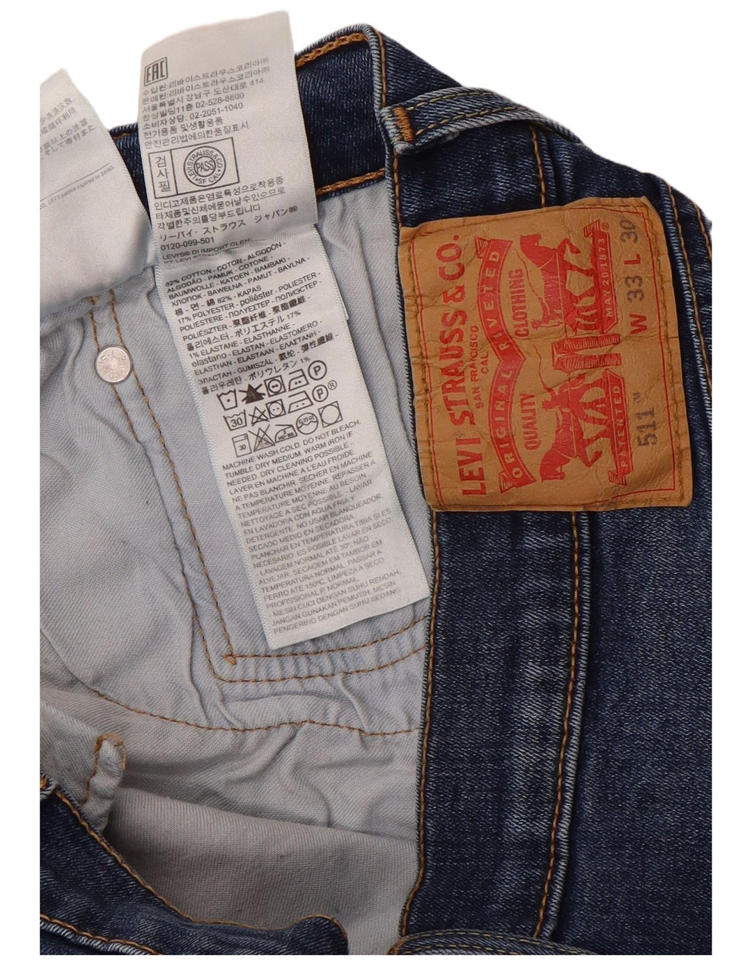 Męskie jeansy Levi's 511 Tapered W33 L30 Niebieskie bawełniane